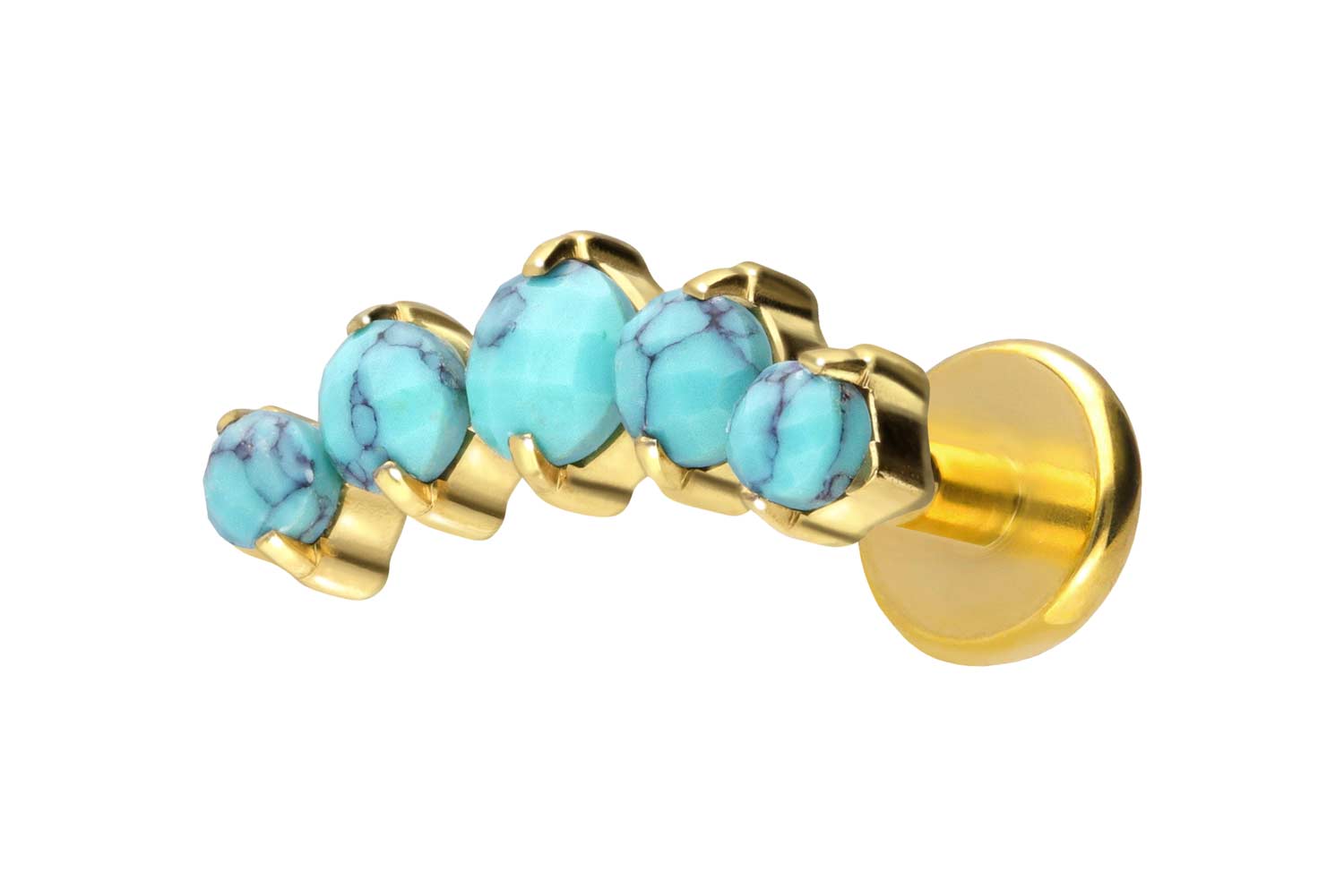 Titan Labret Piercing mit Push Fit 5 SYNTHETISCHE TÜRKISE